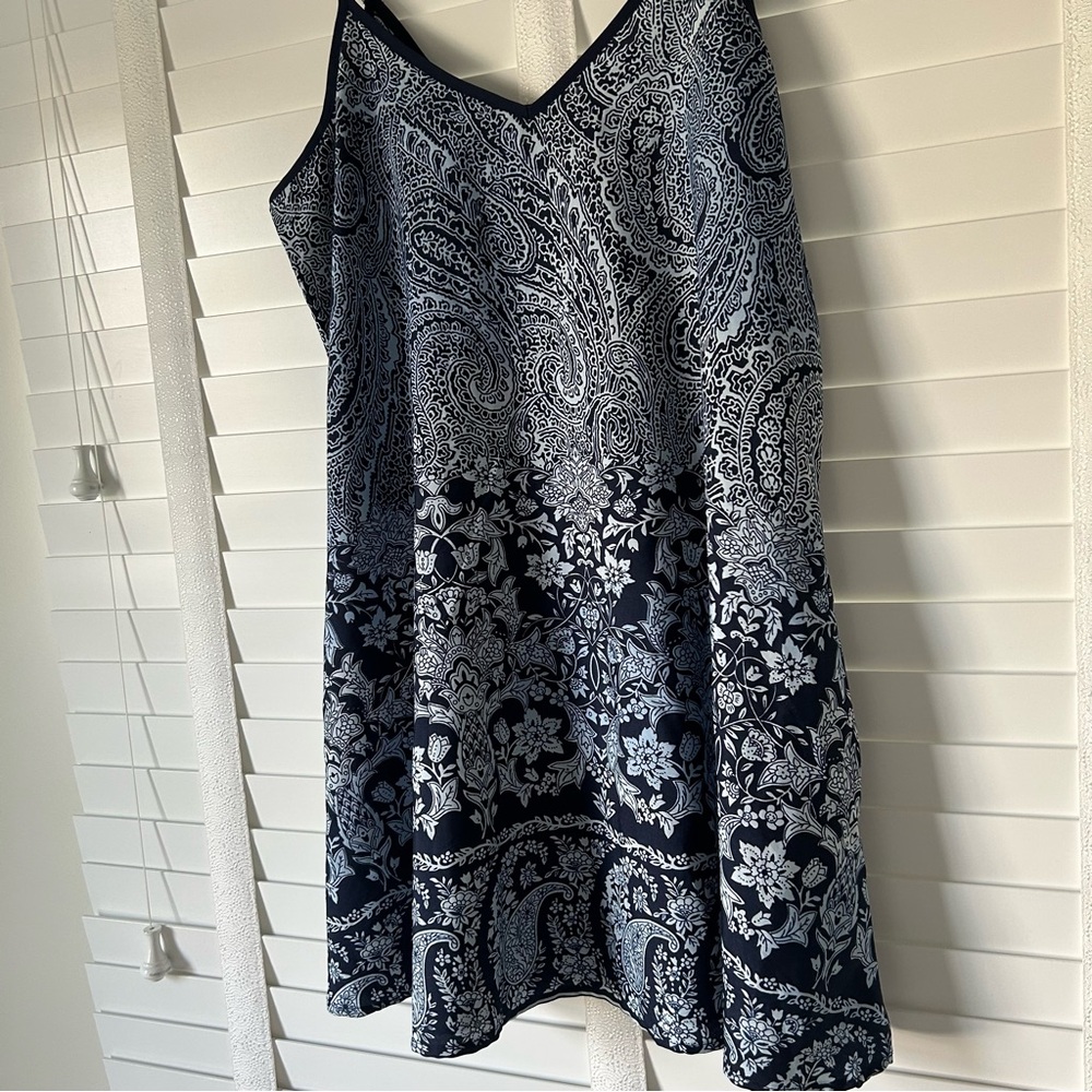 American Rag Dress Mini Navy Blue Paisley Sleeveless Small - Picture 2 of 8